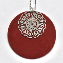 Necklace with silver enamelled disc and silver Turkish tile-Penc motif