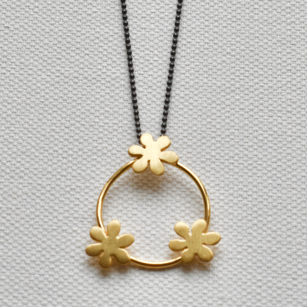 Handmade Gold Plated Silver Daisies Pendant