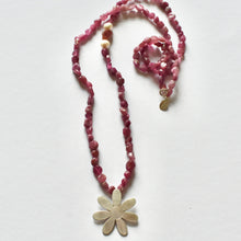 Pink tourmaline and daisy necklace