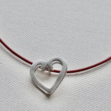 Handmade Silver Hearts on Leather Cord