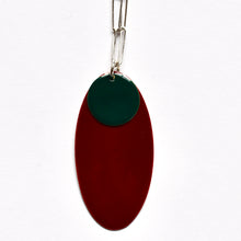 Necklace with silver enamelled disc and oval shape