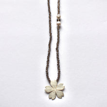 Smokey quartz and cherry blossom necklace