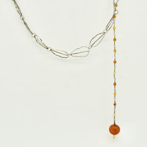 Handmade Silver Chain and Agates Necklace