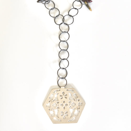 Turkish ornamental hexagonal motif pendant