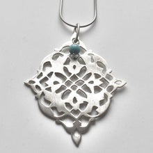 Handmade Silver Turkish bookbinding motif necklace