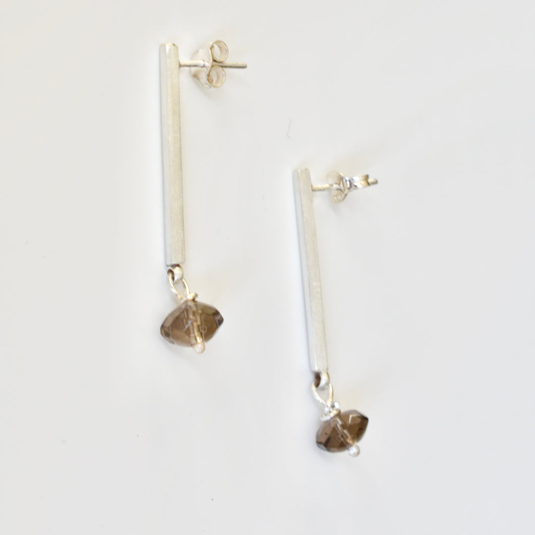 Square Wire Earrings with smokey quartz
