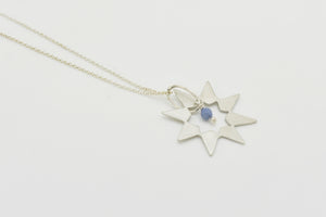 Handmade Silver 8 Pointed Star on Silver Chain and a sodalite