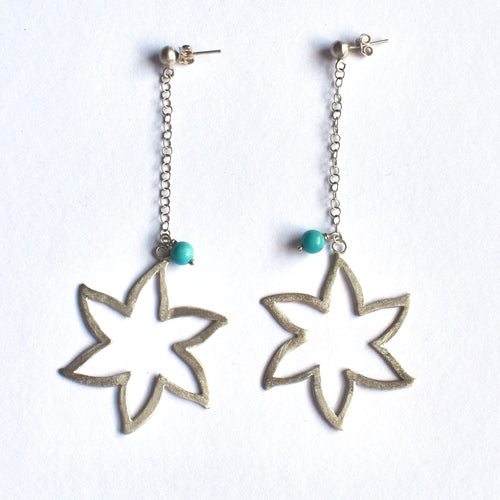 Star flower earrings with turquoise