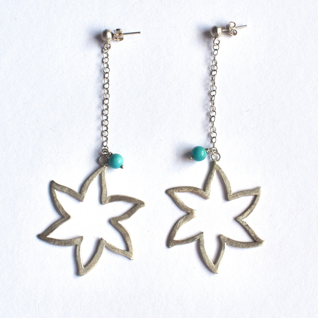Star flower earrings with turquoise