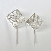 Handmade Silver Square Shaped Patterned Earrings