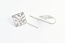 Handmade Silver Square Shaped Patterned Earrings
