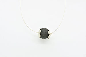 Handmade Silver Daisies with Big Lava Stone