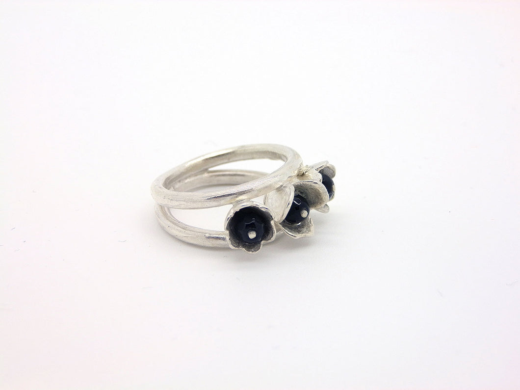 Handmade Silver Ring With Onyxes